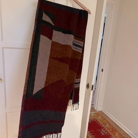 Aritzia Wilfred Scarf/Wrap Color block geometric wool blend - Picture 3 of 7